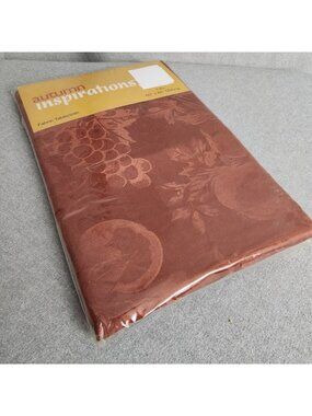 Autumn Inspirations Burnt Orange Fabric Tablecloth 1pc 60" x 84" Oblong NEW